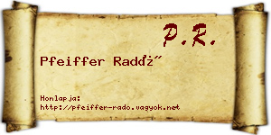 Pfeiffer Radó névjegykártya